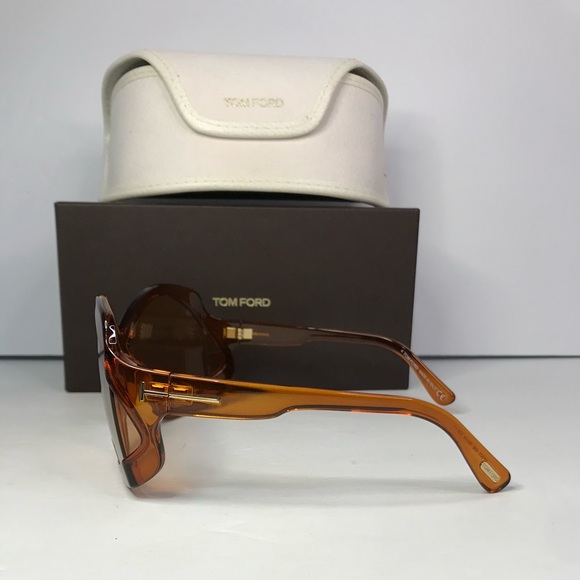 💯 - New Authentic Tom Ford Brown Oversized Ladies Sunglasses FT0903 48E 68. - Picture 7 of 14